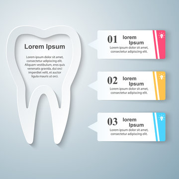 Abstract 3D digital illustration Infographic. Tooth icon.