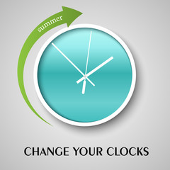 Change your clocks message for Daylight Saving Time. Vector illustration.