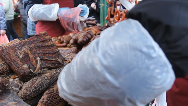  Meat market festival,handheld camera tracking focus