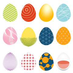 Easter eggs. Illustration of twelve easter eggs on a white background.