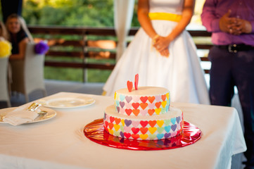 Beautiful delicious white wedding cake