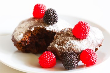 chocolate cupcake on white background