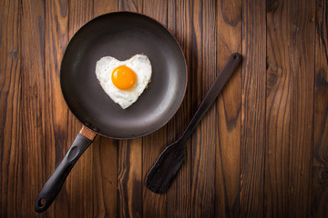 Fried egg on a cast iron pan