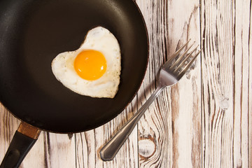 Fried egg on a cast iron pan