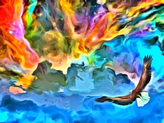 Eagle in heavens painting