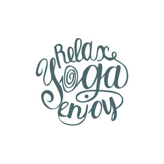 Enjoy yoga poster or postcard.