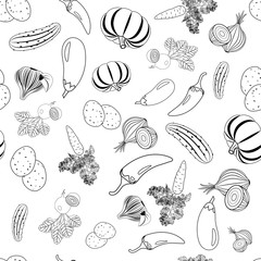 Fototapeta na wymiar Seamless pattern of vegetables