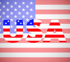Word USA with Flag