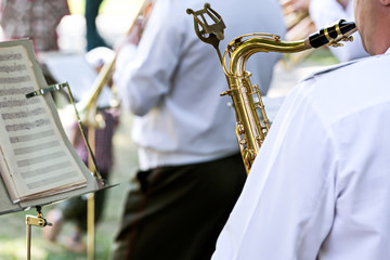musicians at the festival of military brass bands