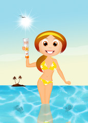 Obraz na płótnie Canvas girl with solar lotion