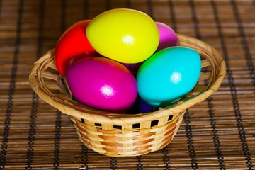 Easter eggs in basket