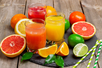Assortment of fresh juices