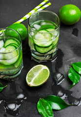 Detox water with lime and cucumber