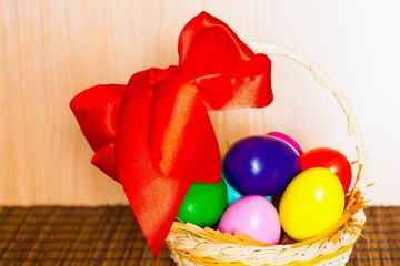 Easter eggs in basket