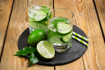 Detox water with lime and cucumber