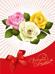 Design for happy valentine's day Greeting card with rose on abtr