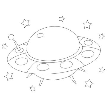 Coloring Book Outlined Spaceship