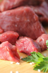 Raw meat with vegetables and spices