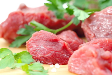Raw meat with vegetables and spices