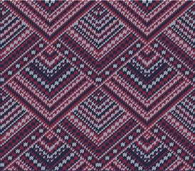 Knitted background in Fair Isle style in three colors. Seamless sweater pattern. Vector illustration.