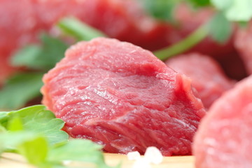 Raw meat with vegetables and spices
