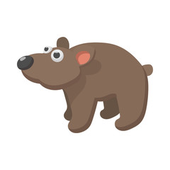 Brown bear icon, cartoon style