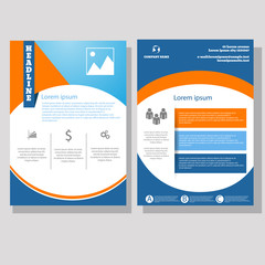 Vector Brochure Flyer blue orange design Layout template size A4