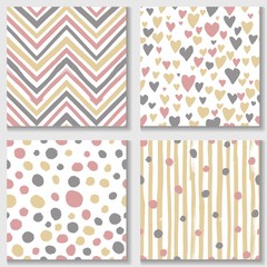 Collections of cute hand drawn seamless textures for Valentine c