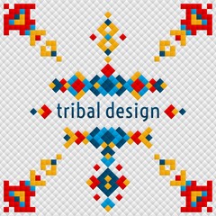Geometric hipster tribal bright pixel design. Vector illustration
