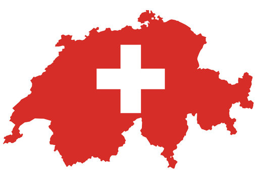 Vector Of Swiss Map With Flag.