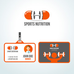 gym sport nutrition vector logo design template. 