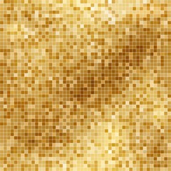 Abstract square golden pixel background in flat colors. Vector illustration.