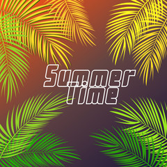 Fototapeta na wymiar Summer Time Palm Leaf Vector Background Illustration