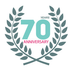Template Logo 70 Anniversary in Laurel Wreath Vector Illustratio