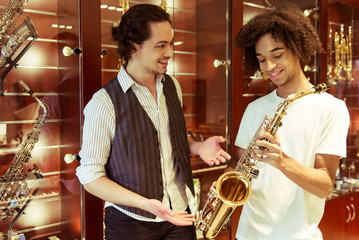 People in musical shop