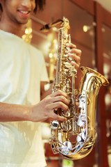 Man with saxophone