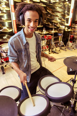 Man playing electronic drums