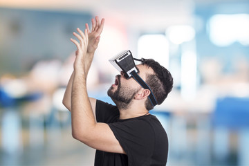 Guy using vr glasses