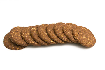 Cocoa biscuits with fiber, gluten-free on a white background