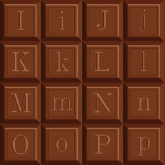 Letters on Chocolate Bar :Vector Illustration