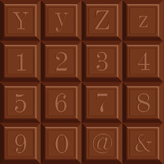 Letters on Chocolate Bar :Vector Illustration