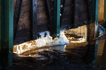 Ice on dam gate