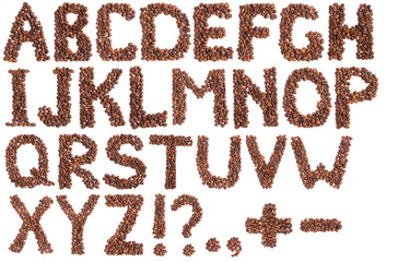 Alphabet made from coffee beans
