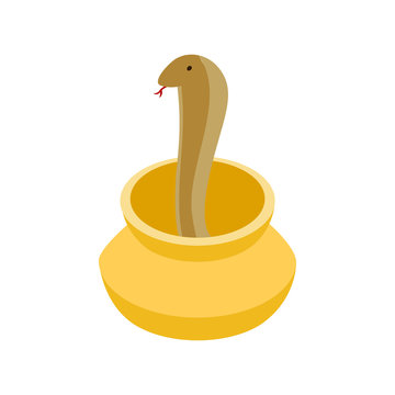 Cobra snake coming out of a jug icon