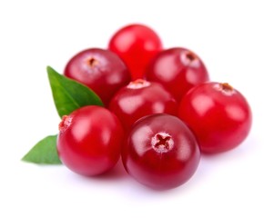 Sweet cranberries with leafs