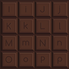 Letters on Dark Chocolate Bar :Vector Illustration 