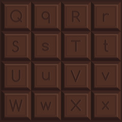 Letters on Dark Chocolate Bar :Vector Illustration 