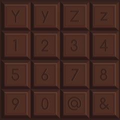 Letters on Dark Chocolate Bar :Vector Illustration 
