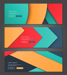 Naklejka premium Unusual modern material design backgrounds banners set