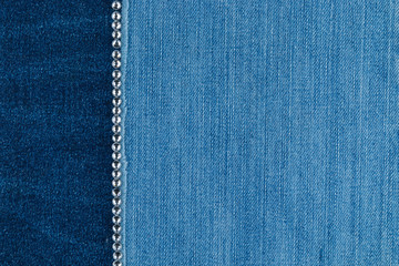 Light and dark jeans with silver rhinestones